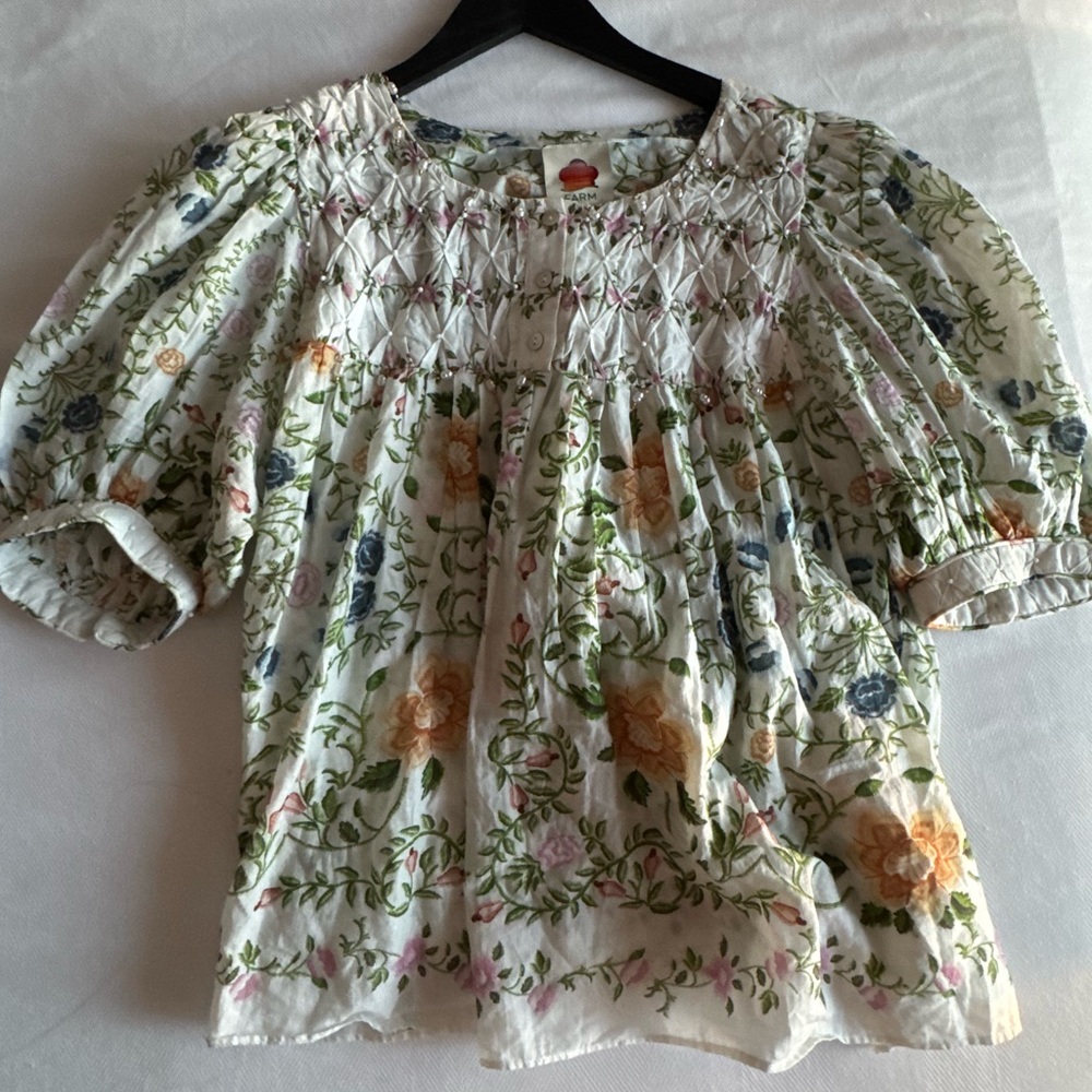 FARM RIO Folk Floral embellished cotton blouse - Picture 5 of 5